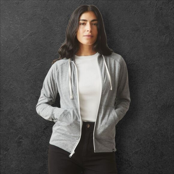 American Giant Lightweight Hoodie Womens M Gray Heather Raglan Full Zip USA NEW - Picture 2 of 11